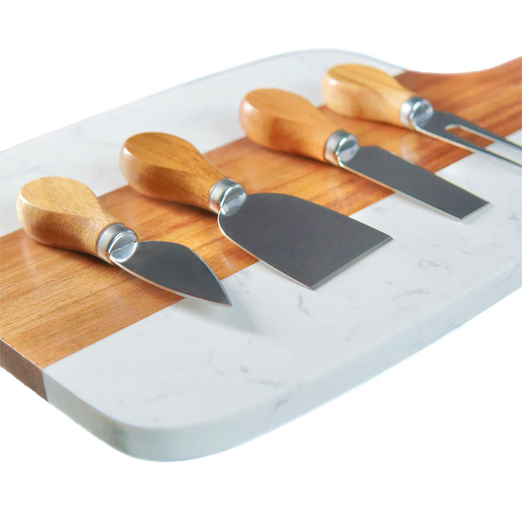 Medium Handle Serving Board with 4 Utensils