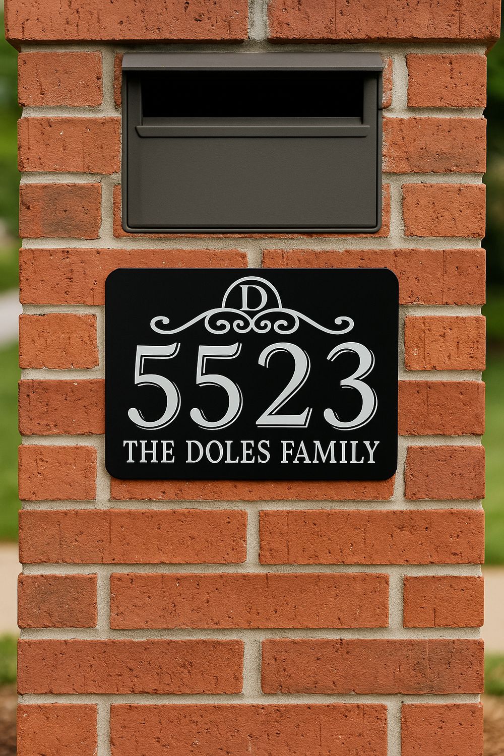 Custom UV-Printed Matte Black Aluminum Address Sign, 12" x 9"