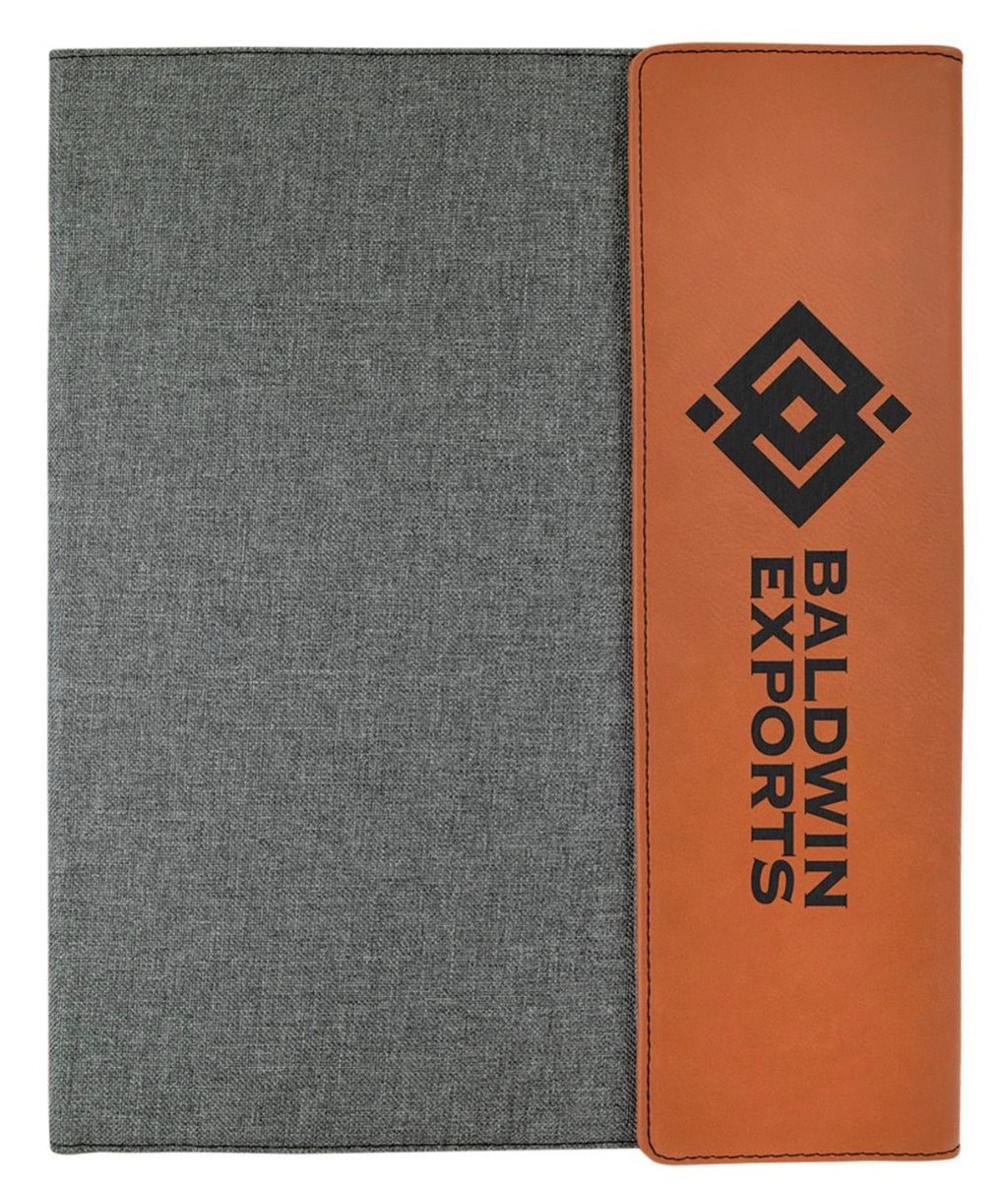 Portfolio Engraved 9 1/2 x 12 1/2 Leatherette with Engraved Pen