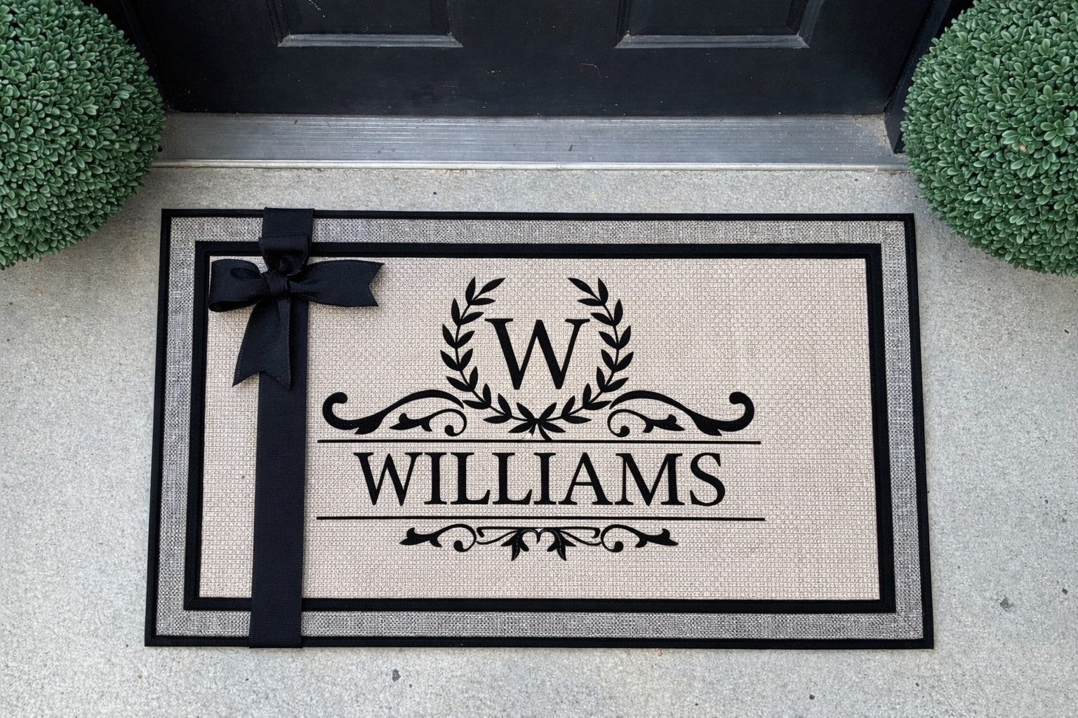 Personalized Door Mat | 18x30 Gray Bordered Mat