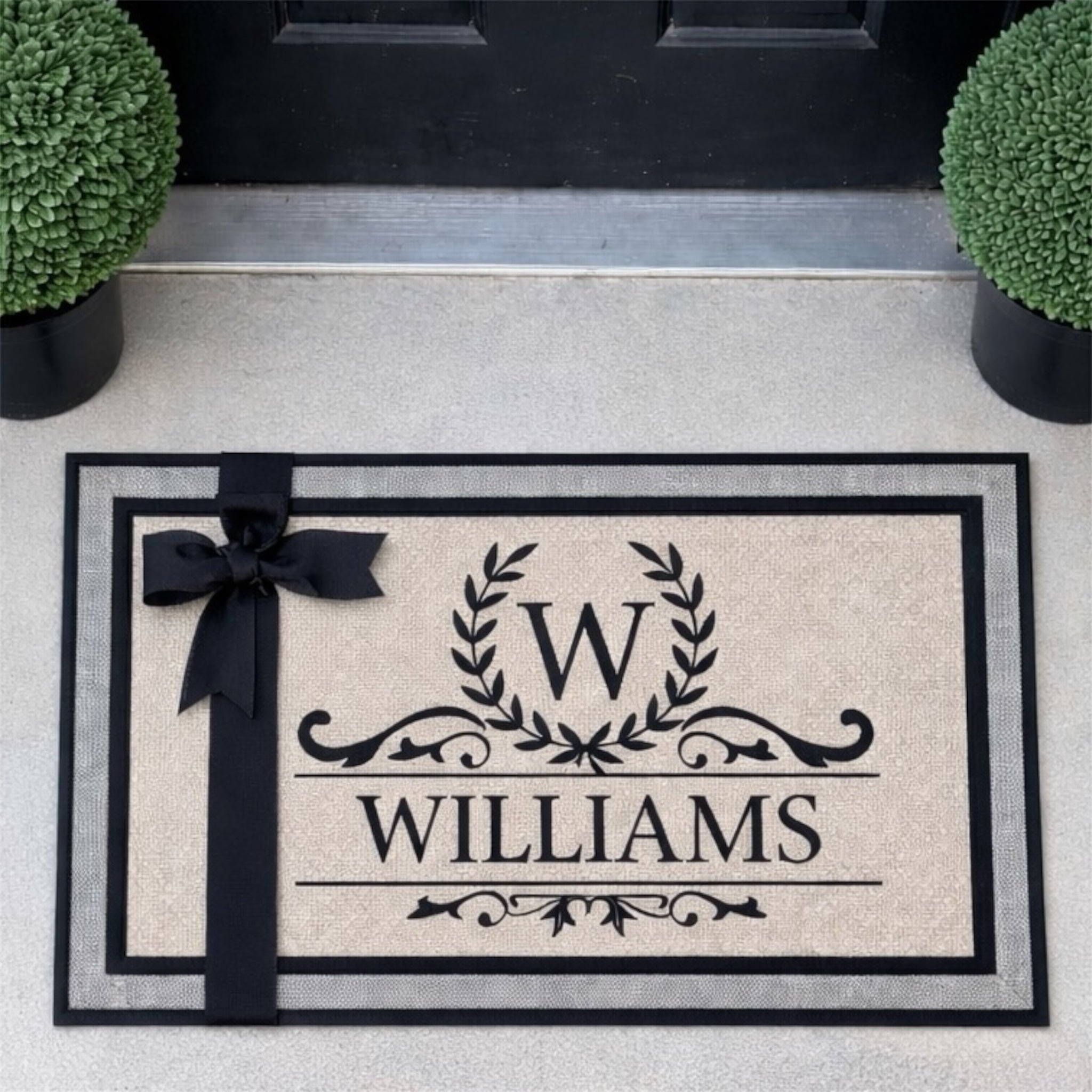 Personalized Door Mat | 18x30 Gray Bordered Mat