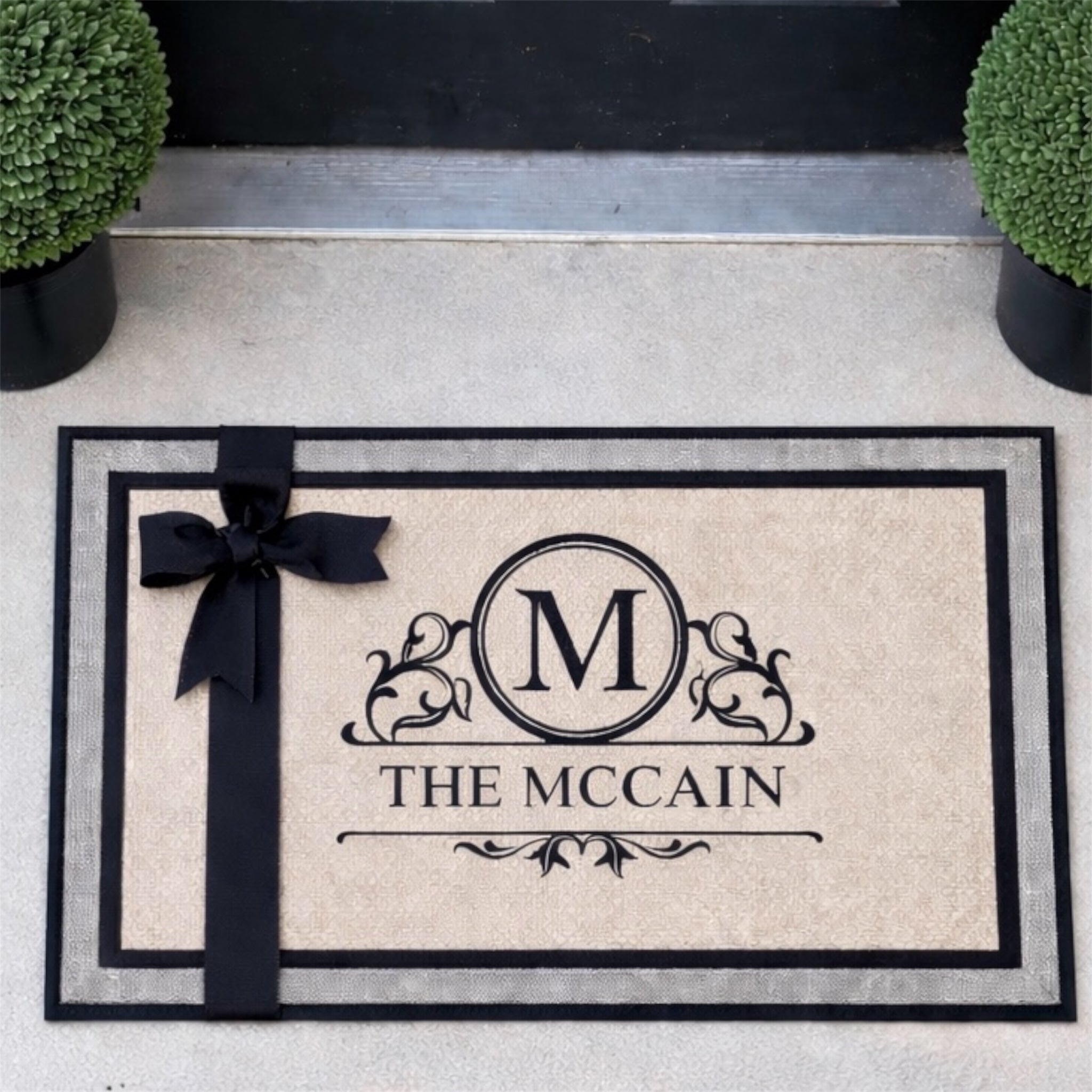 Personalized Door Mat | 18x30 Gray Bordered Mat