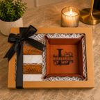Personalized Leatherette Drop Tray & Coaster Gift Set