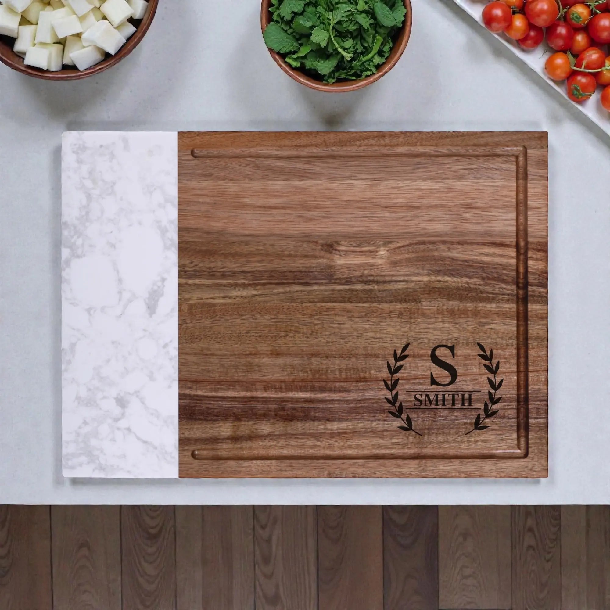 Marble and Acacia Cutting Board