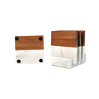 Personalized Marble and Wood Coaster Set