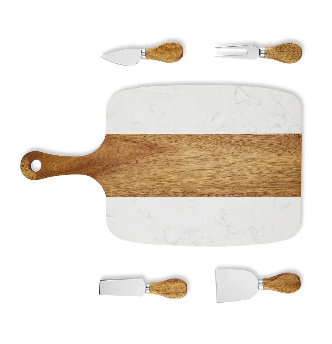 Medium Handle Serving Board with cheese utensils