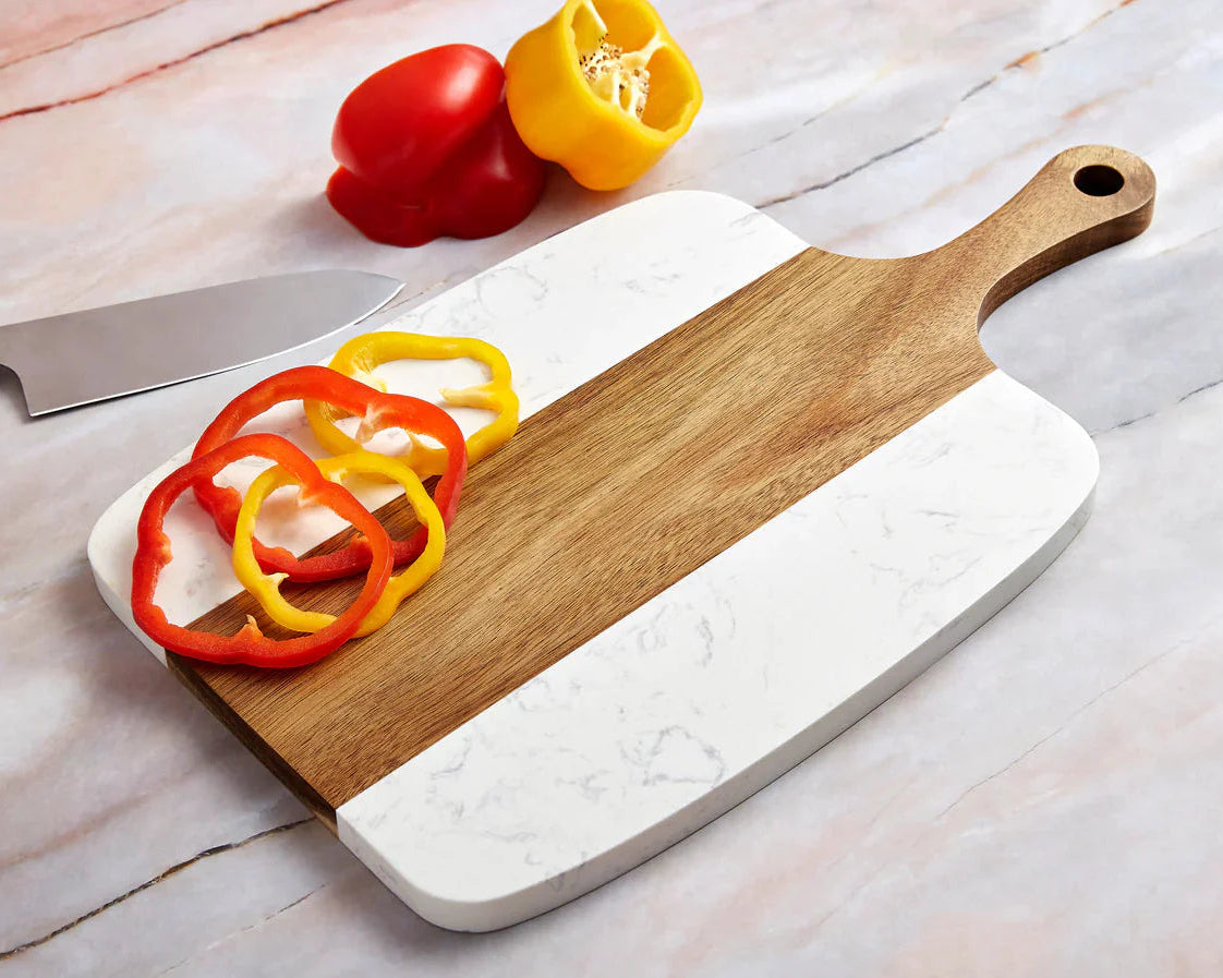 Medium Handle Serving Board with cheese utensils