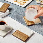 Personalized Marble and Wood Coaster Set