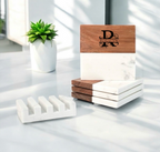 Elegant Marble & Acacia Wood Coaster Set with Marble Base