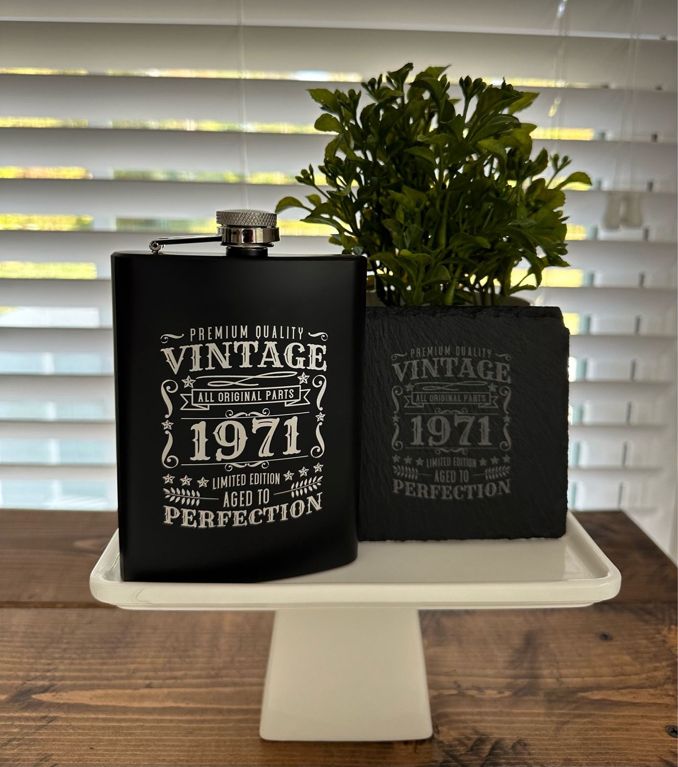 8oz Flask and Coaster Gift Set