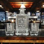 Custom Engraved Father’s Day Whiskey Decanter Set – 750 mL + 2 Glasses | Personalized Gift for Dad