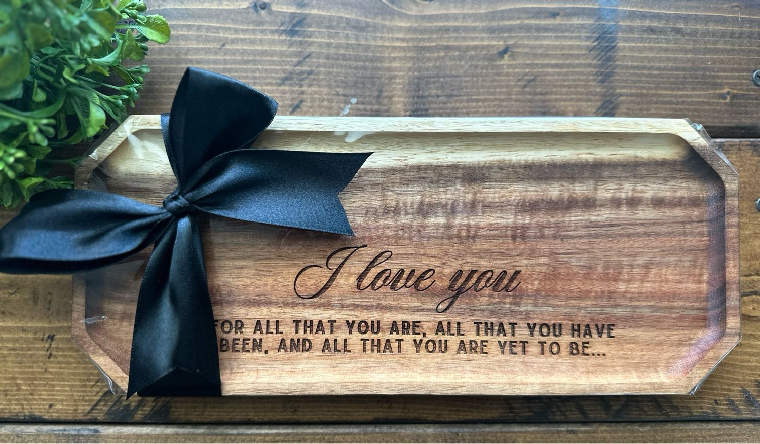 12" x 5" Acacia Wood Catch-All Tray