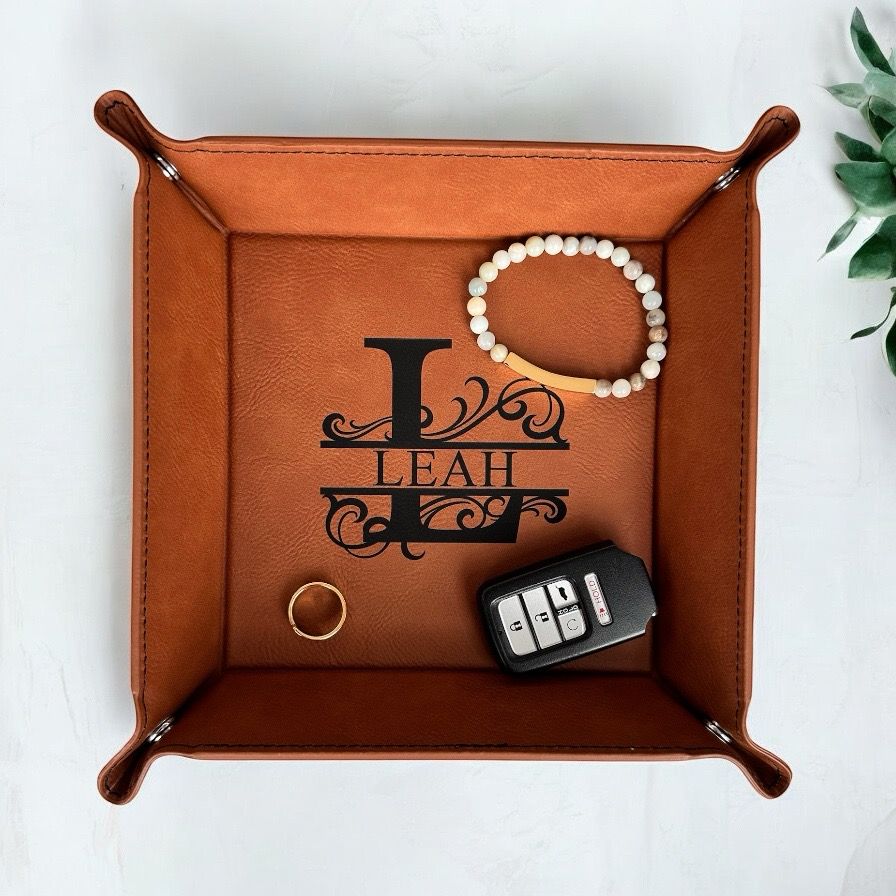 Personalized 6" Leatherette Catch-All Tray