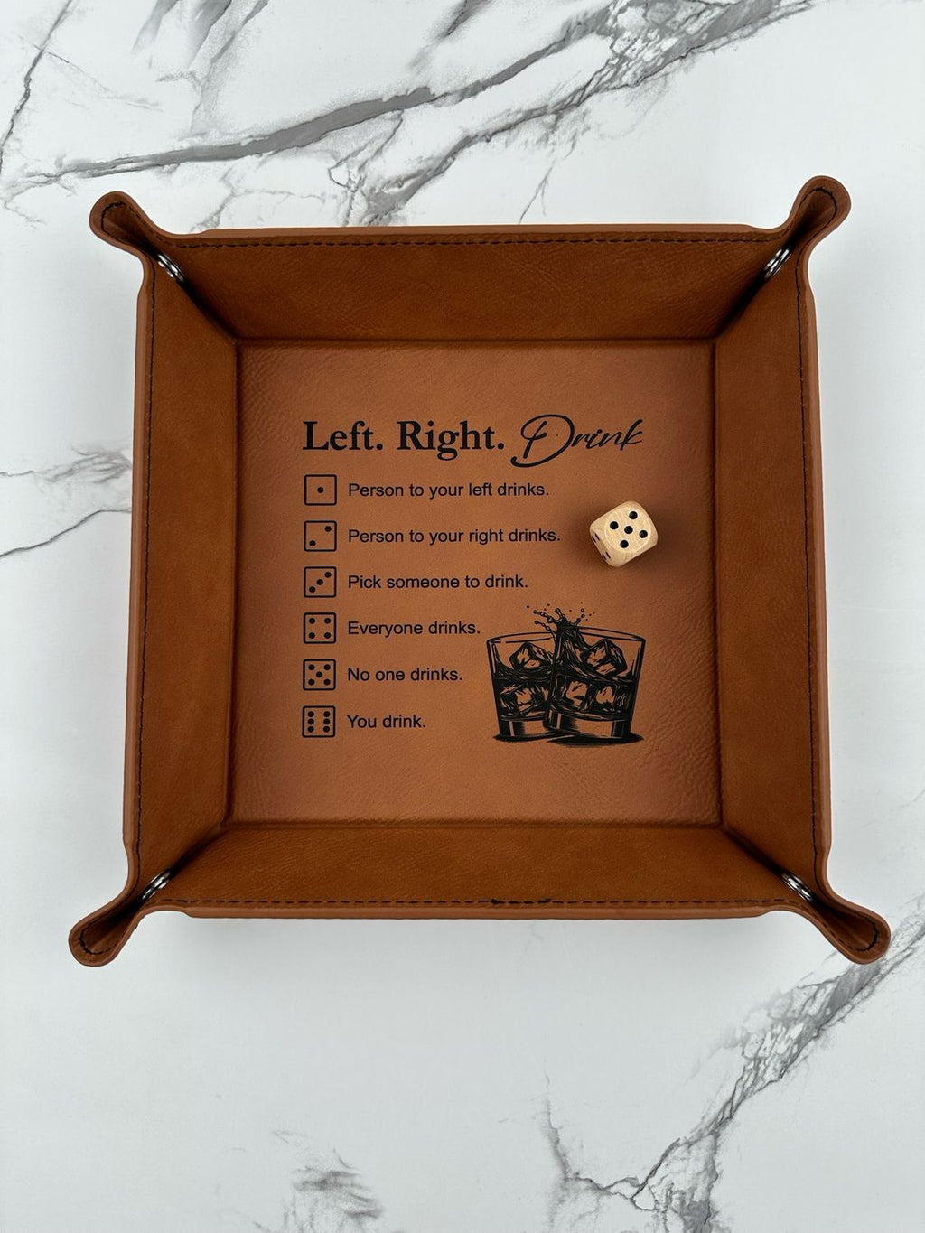 Leatherette 6x6” Dice Drinking Game