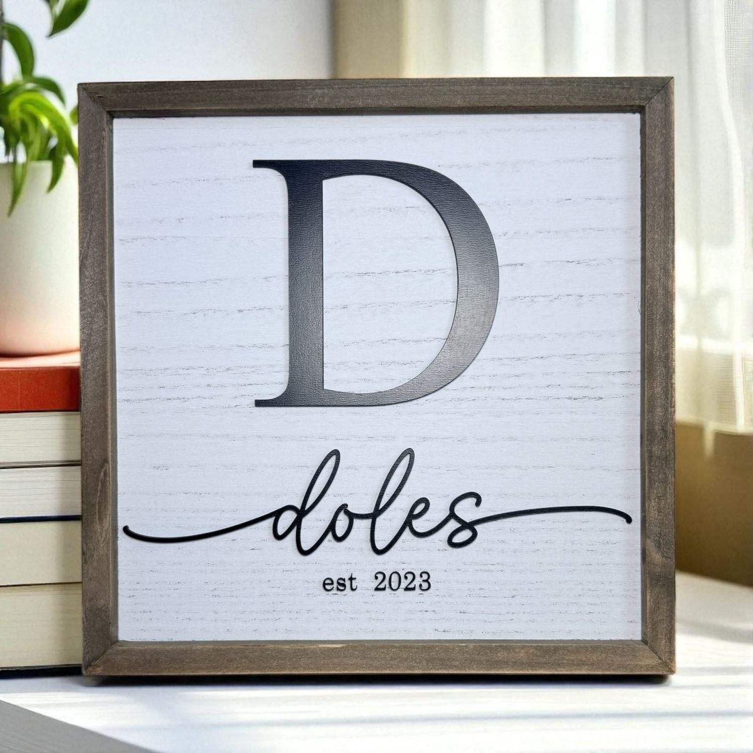 Personalized Framed Name Sign – 3D Raised Design (11” x 11”)