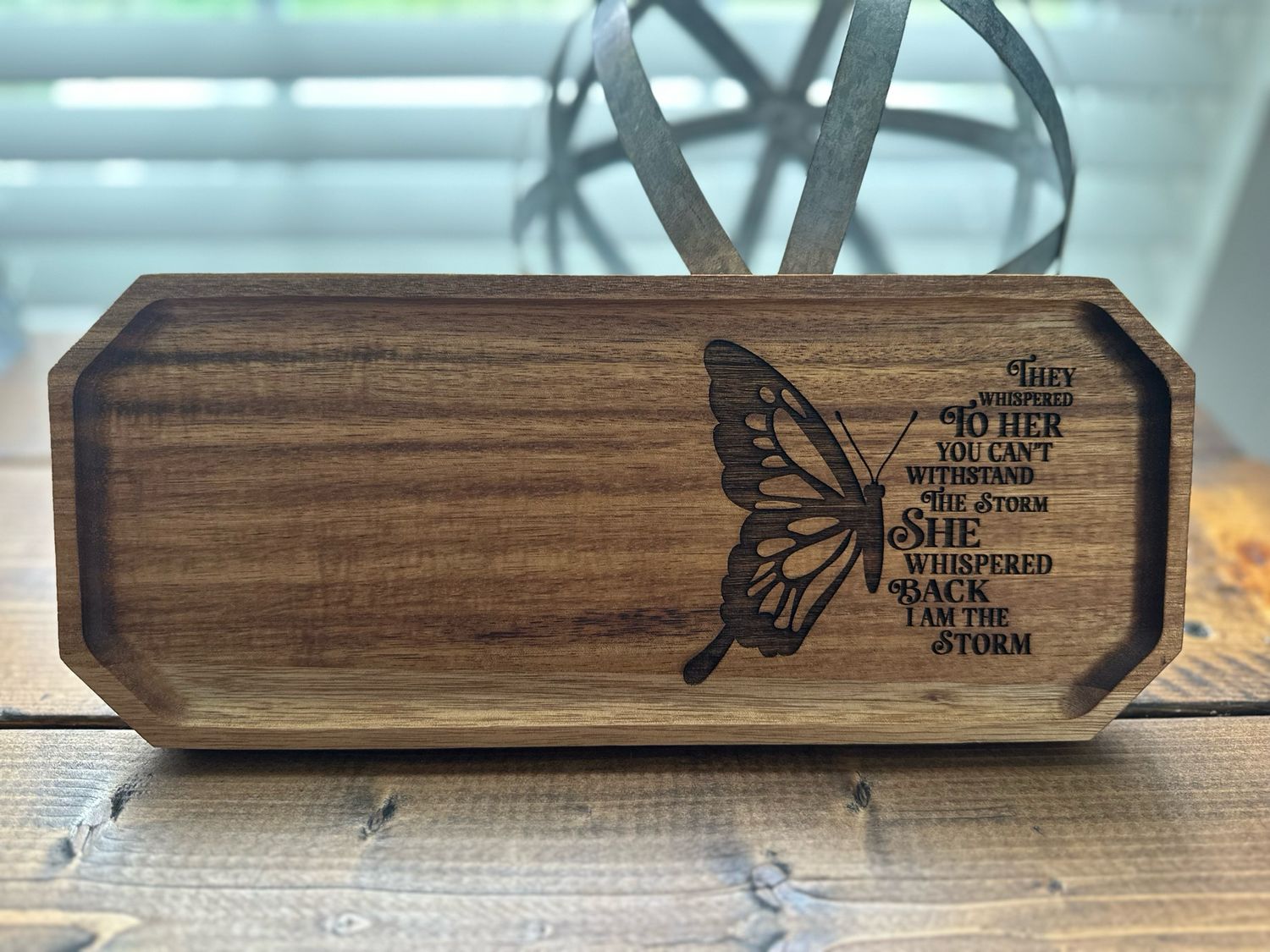 12" x 5" Acacia Wood Catch-All Tray