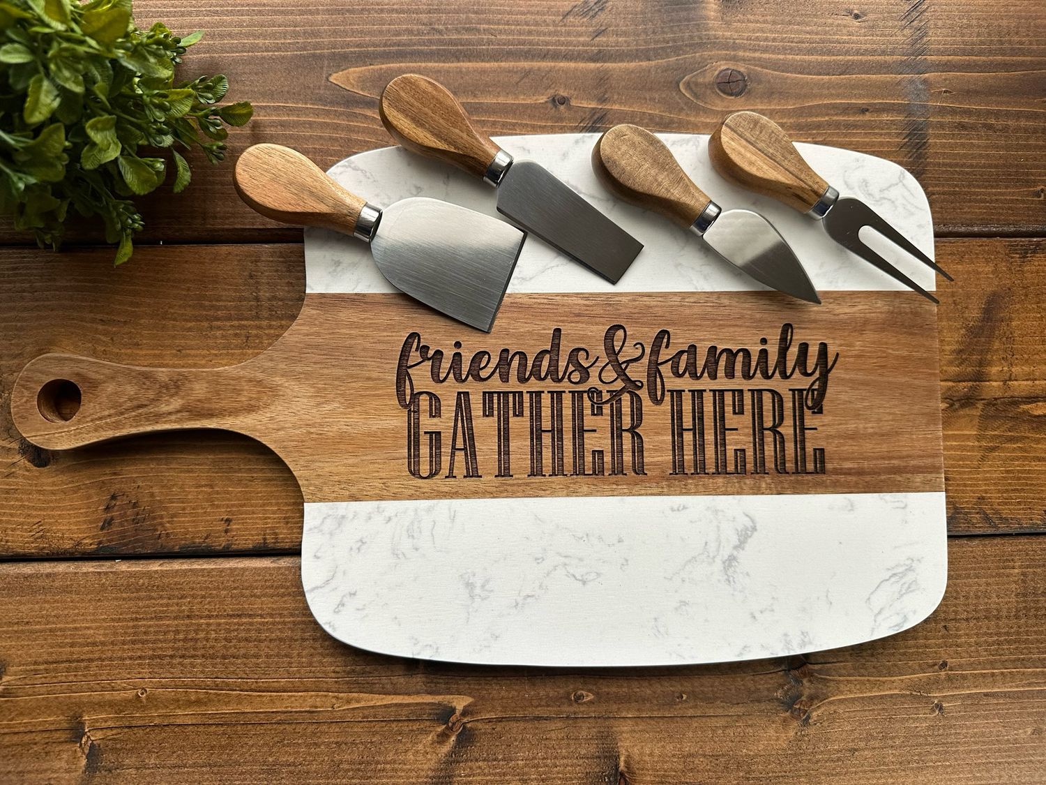 Medium Handle Serving Board with 4 Utensils