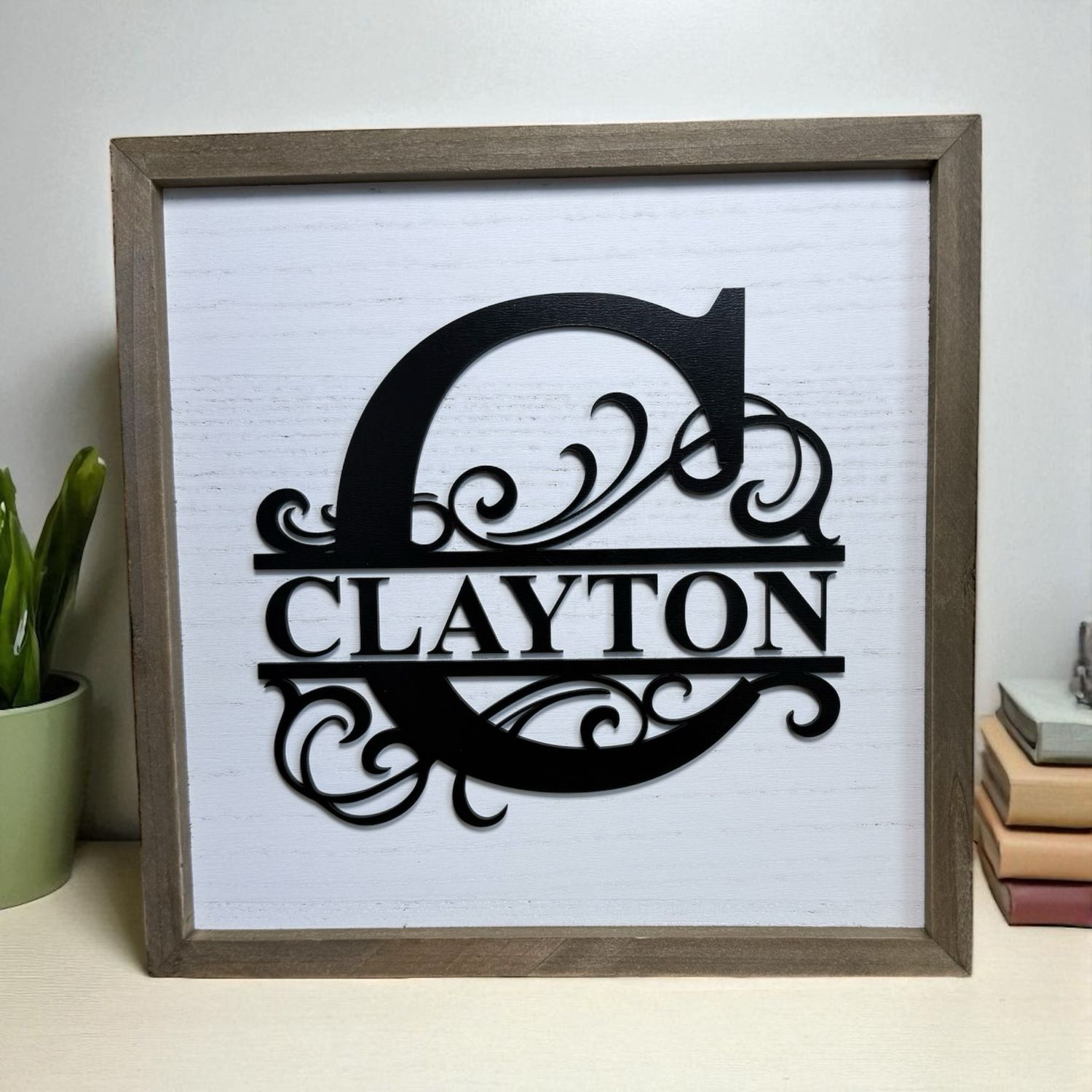 Personalized Framed Name Sign – 3D Raised Design (11” x 11”)