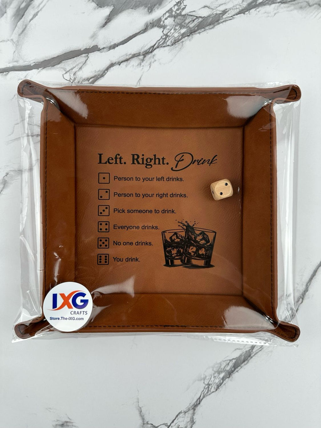 Leatherette 6x6” Dice Drinking Game