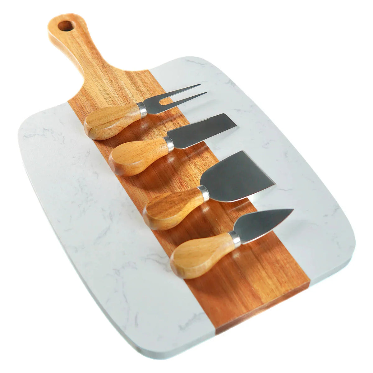 Medium Handle Serving Board with cheese utensils
