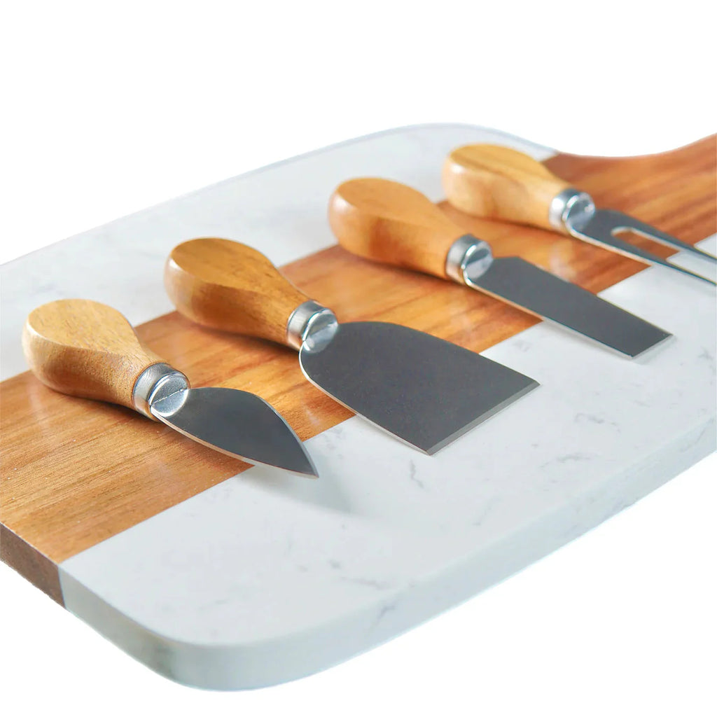 Medium Handle Serving Board with cheese utensils